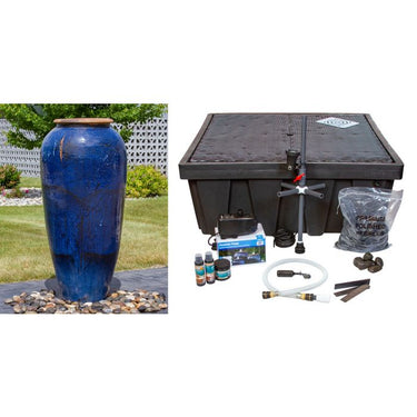 Tuscany FNT50488 Ceramic Triple Vase Complete Fountain Kit Vase Fountain Blue Thumb